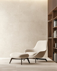 Cozy reading nook with modern chair and bookshelves, perfect for relaxation