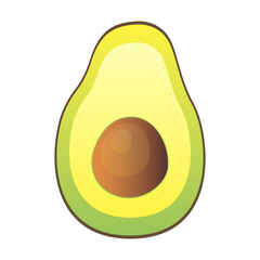 Half cut fresh fruit avocado cartoon illustration image