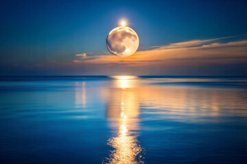 the-moon-reflecting-in-a-calm-ocean-at-night