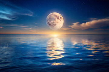 the-moon-reflecting-in-a-calm-ocean-at-night