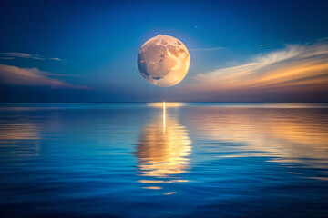 the-moon-reflecting-in-a-calm-ocean-at-night