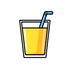 Glass of juice with straw, summer drink