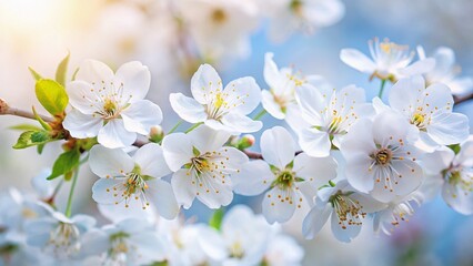 Obraz premium Delicate White Spring Blossoms with Ample Copy Space for Text Overlay