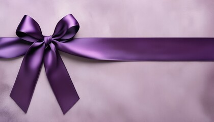 Elegant purple ribbon close-up with copy space for design
