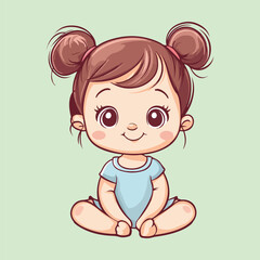A cute happy baby girl sitting vector illustration 