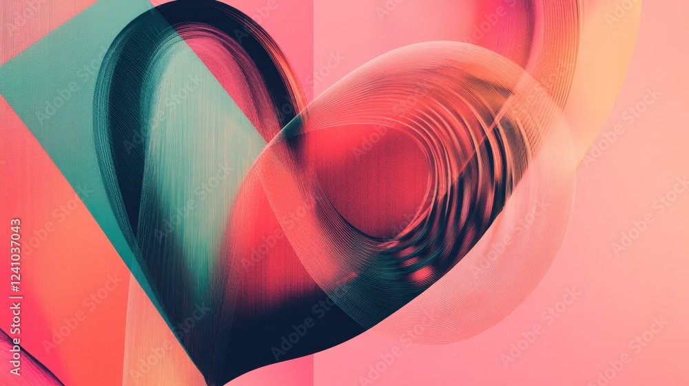 Poster abstract flowing lines create a modern interpretation of love with fluid shapes and soft colors