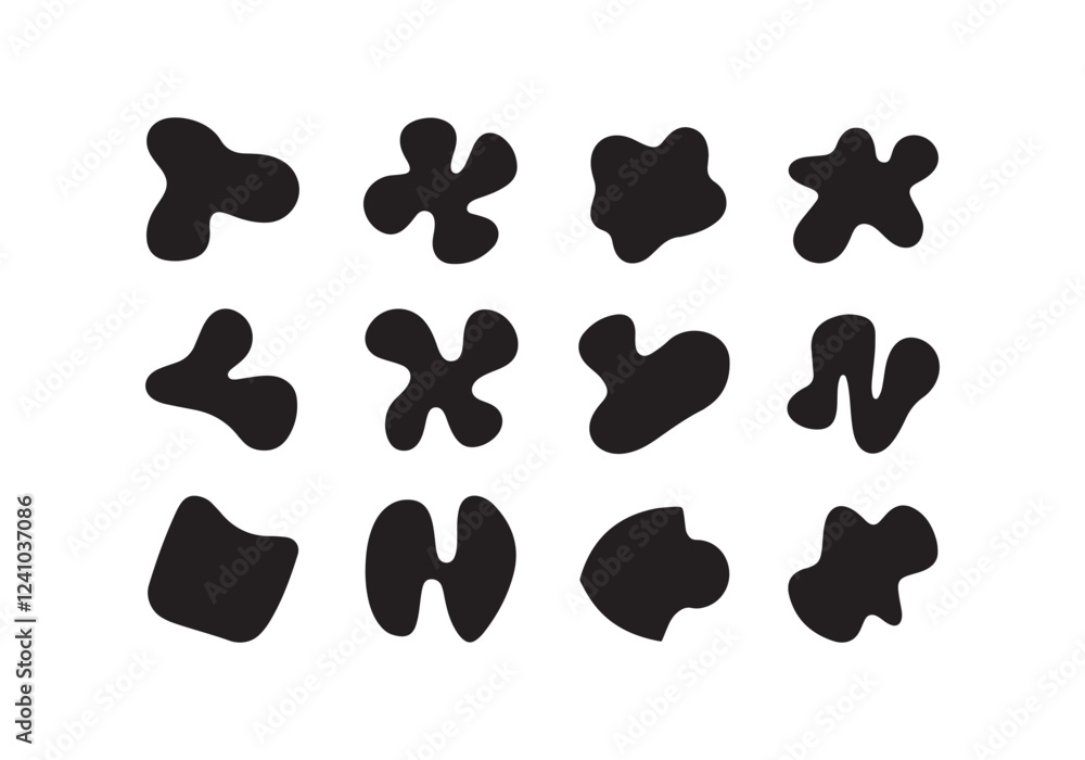 Fototapete ilhouette shape icons in an abstract and artistic style. each shape is unique, featuring irregular, 