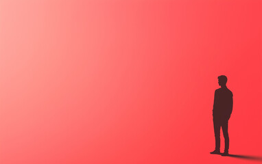 Obraz premium Silhouette of a Man on Red Gradient Background 