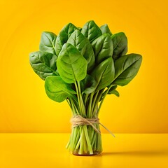 Fresh Green Herb Bundle with Lush Leaves on Vibrant Background