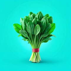 Fresh Green Herb Bundle with Lush Leaves on Vibrant Background