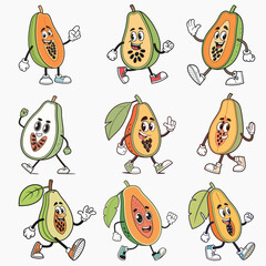 A cartoon bundle pawpaw fruit characters.