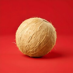 Fresh Whole and Halved Coconut with Natural Texture