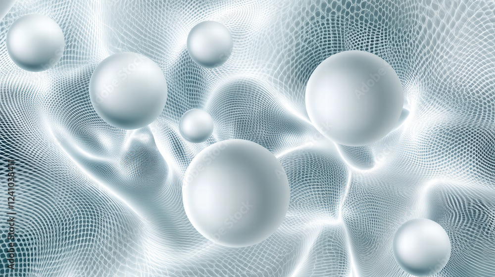 Aufkleber realistic illustration of white spheres floating in textured background, creating sense of depth and