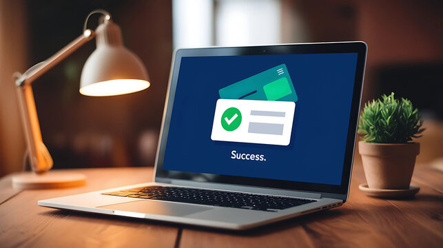 Online Payment Successful: Confirmation on Laptop

