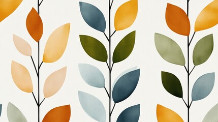 Elegant Abstract floral inspired brushstrokes in pastel peach mint green and golden yellow scattered across a light beige background fresh spring vibes 