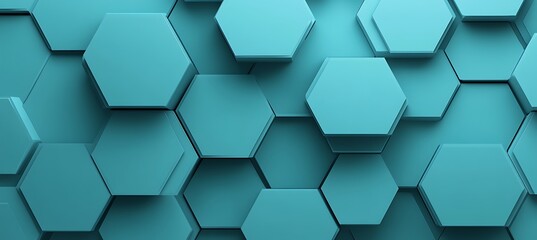 Fototapeta premium A sleek monochrome cyan backdrop displaying hexagonal patterns, designed for a clean and modern background aesthetic.