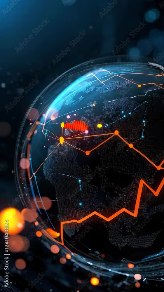 Poster explore global data trends through technology and visualization analytics on digital globe