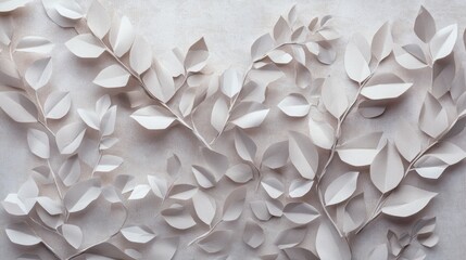 Modern leaf background with paper texture and elegant paper cut elements a beautiful monochromatic floral design