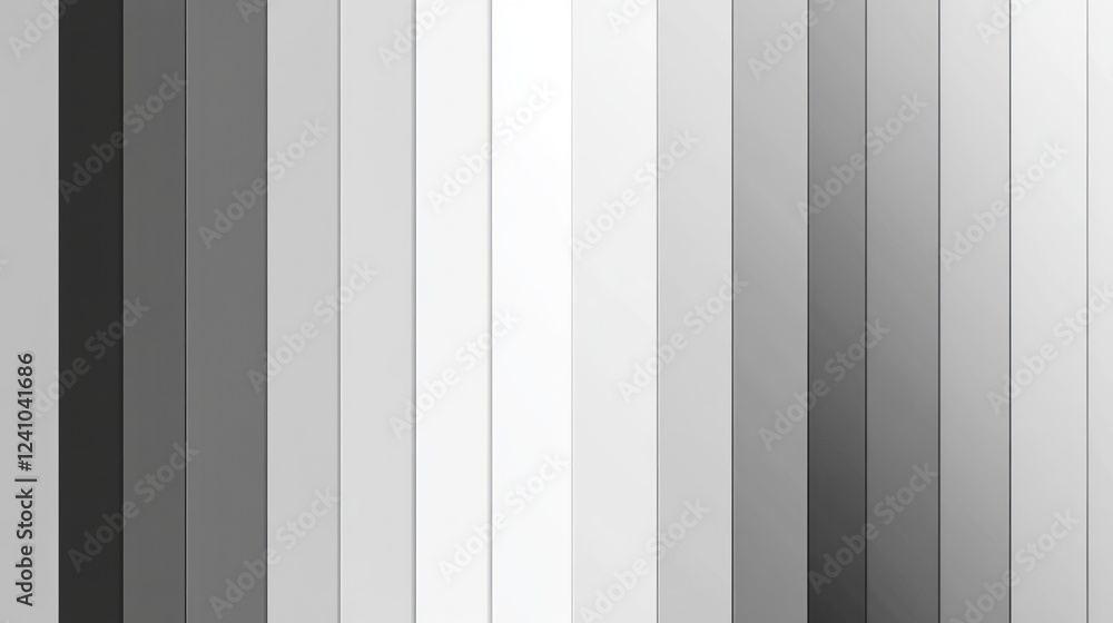 Poster monochromatic gradient vertical bars shifting through shades of gray and white in an abstract design
