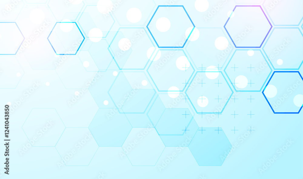 Aufkleber Abstract science background with hexagons. Blue gradient. Vector.