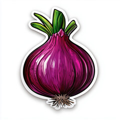 Red Onion Vegetable Sticker Illustration - Vibrant colors