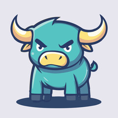 Angry bull stand in floor vector illustration
