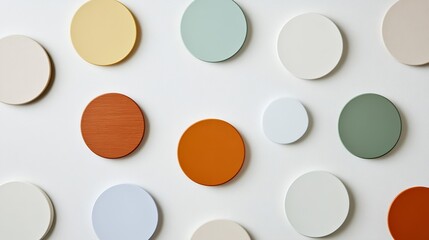 Elegant Geometric pastel shapes like circles and triangles in light yellow lavender and mint green arranged on a soft white background 