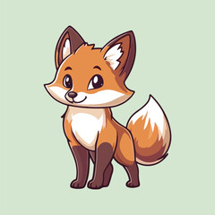 Baby fox stand on floor vector illustartion 