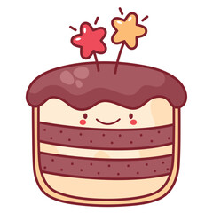Chocolate Cake with Star Toppers Illustration