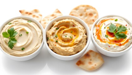 Delicious Hummus Trio with Pita Bread