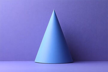 A single light blue cone stands against a purple background