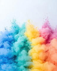 Fototapeta premium Vibrant colored smoke clouds in blue, yellow, pink, and orange hues