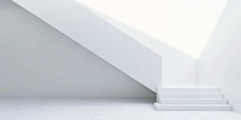 An abstract minimalist design featuring a pure white background, Minimalist architectural elements in sharp contrasts, Contemporary minimalist style