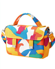 Colorful camo crossbody bag with vibrant patterns and stylish design