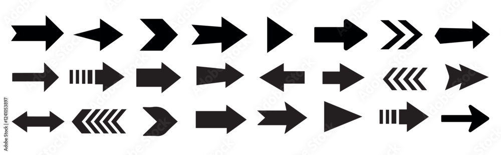 Poster arrow icon set. cursor. collection of different arrow signs. different cursor arrow direction symbol