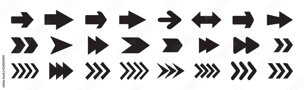 Poster arrow icon set. arrows vector collection. arrow. black arrows icons. cursor. different arrow signs.