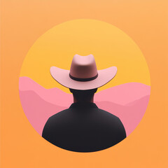 cowboy silhouette against warm sunset backdrop evokes sense of adventure