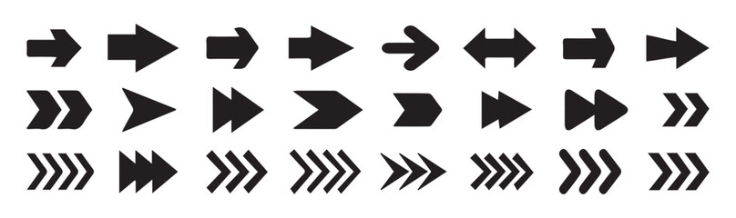 Arrow icon set. Arrows vector collection. Arrow. Black arrows icons. Cursor. Different arrow signs.