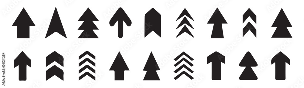 Poster set swipe up arrows icons. different black arrows sign upwards. scroll or swipe up. graphic vector e