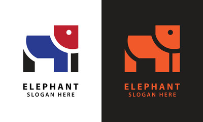 Minimalist elephant logo in negative space