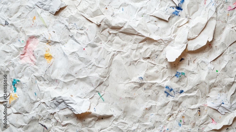 Poster recycled paper texture with visible specks and wrinkles, showcasing a rustic and artistic look