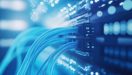 High-Tech Data Center: Network Cables and Servers