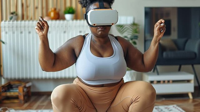 This Person participates in a virtual reality workout focused on weight loss and fitness training.