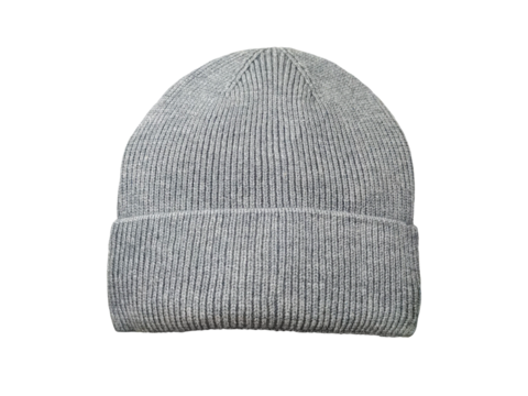 Gray knitted winter wool hat PNG transparent.