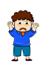 cartoon style emotion emoticon character. Isolated boy avatar with whining expression. Flat illustration of man's emotional face. Hand drawn vector illustration emoticons