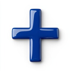 Obraz premium Glossy Dark Blue Plus Symbol 3D Render On White
