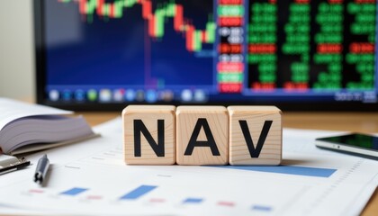 Net asset value concept for financial analysis with copy space