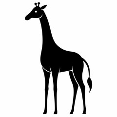 Black Giraffe Silhouette Vector Graphic