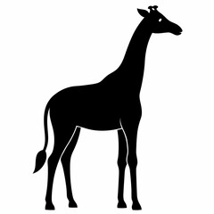 Black Giraffe Silhouette Vector Graphic