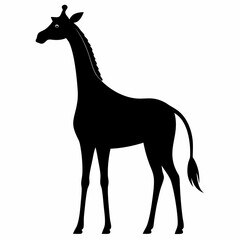 Black Giraffe Silhouette Vector Graphic